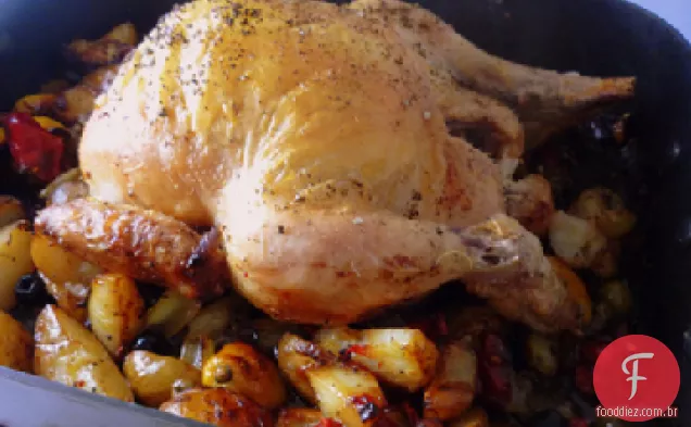 Frango Com Erva De Limão Com Batatas Assadas