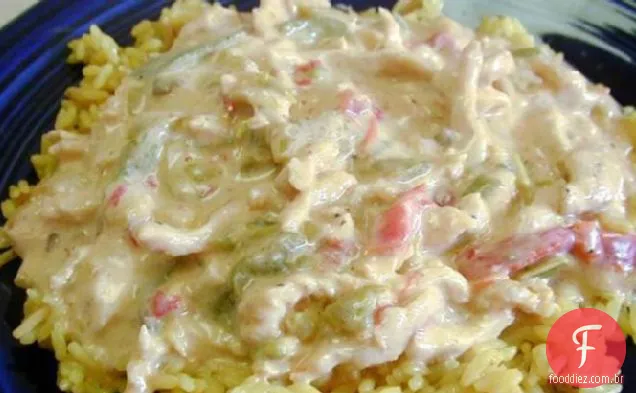 Confetes de peru em molho cremoso de pimenta