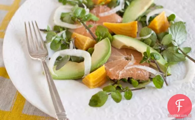 Salada De Beterraba Dourada Com Agrião, Erva-Doce, Abacate E Toranja