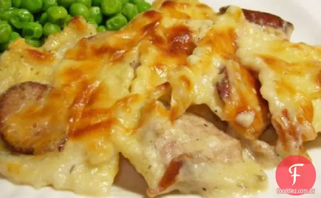 Salsicha defumada de peru e Ravioli assar