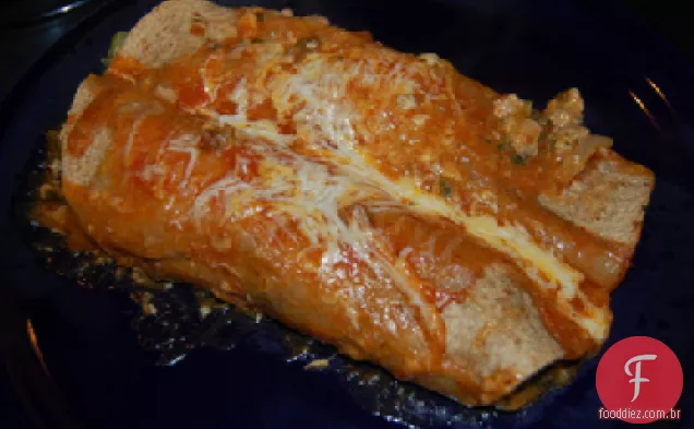 Enchiladas de peru e batata desfiadas