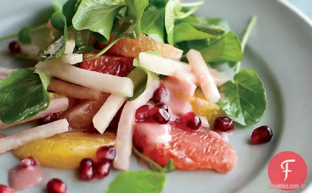Jicama, salada de citrinos e agrião