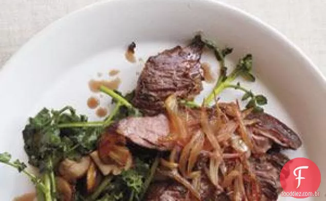 Bife De Saia Com Chalotas E Receita De Agrião Salteado