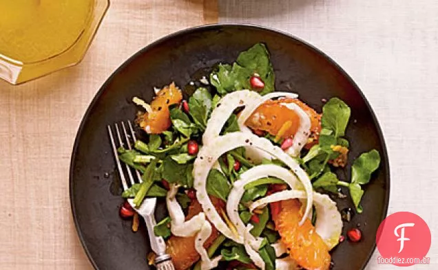 Erva-doce, laranja de sangue e salada de agrião