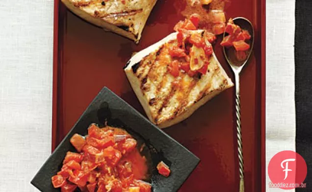 Mahimahi com Bacon-manteiga de tomate