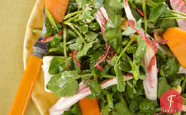 Salada De Agrião Com Caquis E Avelãs