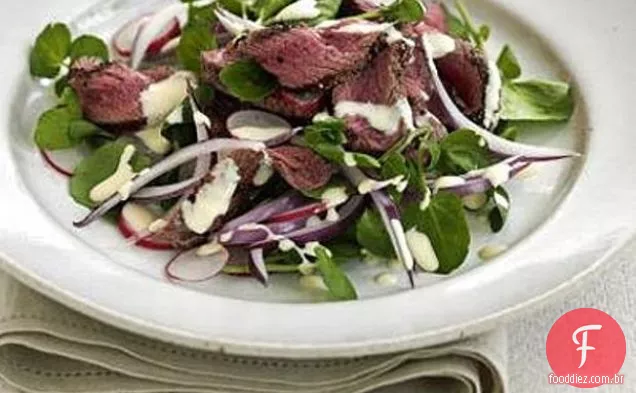 Carne Grelhada E Salada De Agrião