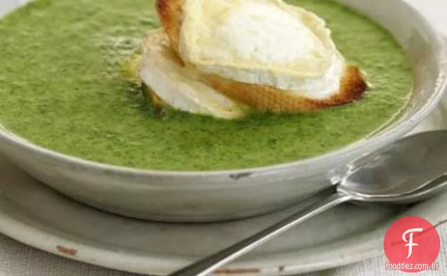 Sopa de agrião com queijo de cabra Croûtes