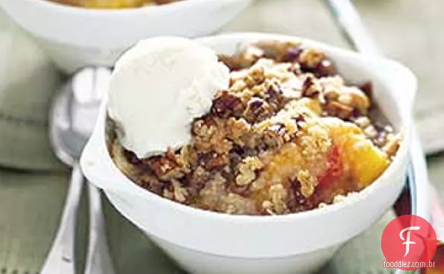Caramelo Individual, pecã e batatas fritas de pêssego