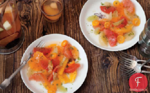 Salada cítrica com açúcar de hortelã