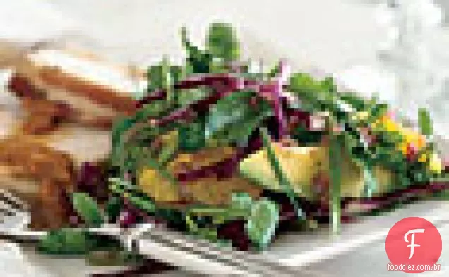 Salada de agrião, laranja e abacate