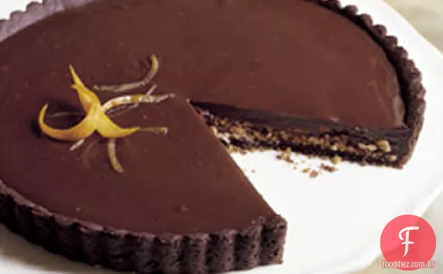 Chocolate escuro e Torta de laranja com amêndoas torradas