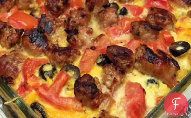 Salsicha assada e ovos