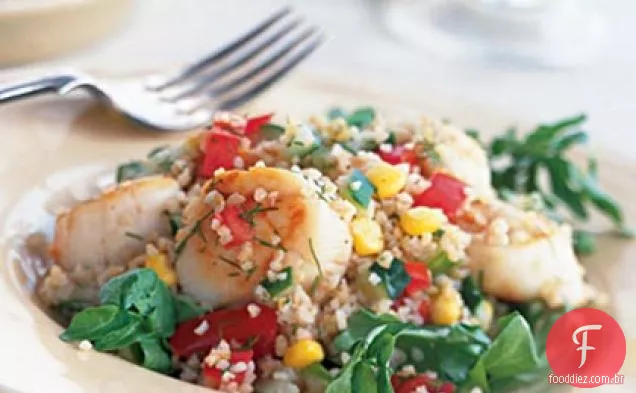 Salada Bulgur de limão e endro com vieiras