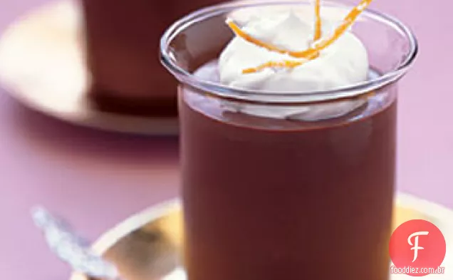 Chocolate-Potes De Creme De Laranja com casca de laranja cristalizada
