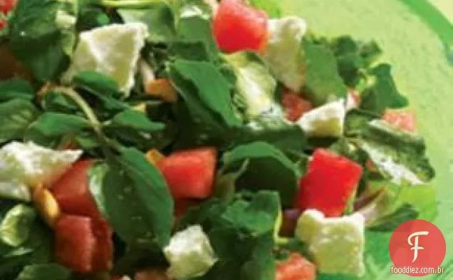 Salada De Queijo De Melancia E Cabra Com Vinagrete Cítrico