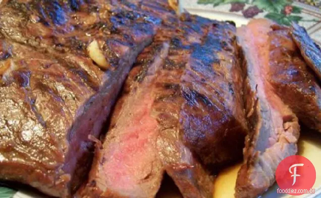 Bife de flanco com marinada Teriyaki