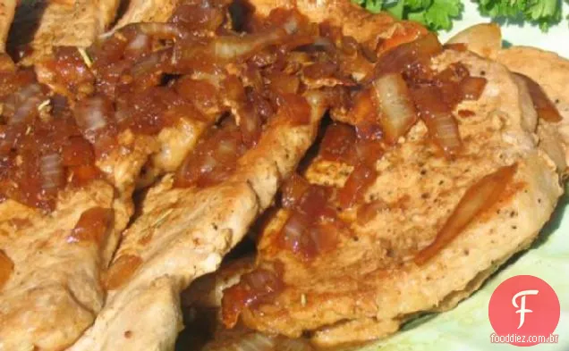Costeletas De Porco Com Vidro Balsâmico