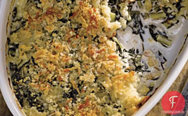 Creamy Dandelion Greens E Queijo De Cabra Gratinado