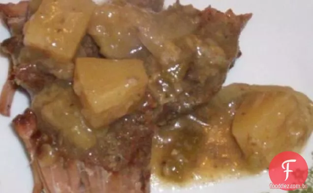 Costeletas De Porco Polinésias-Crock Pot