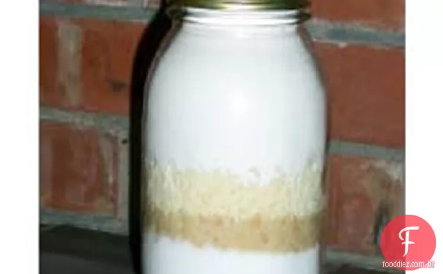 Mistura de biscoitos em um frasco X