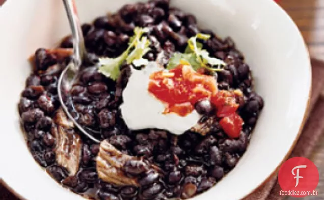 Carne de porco assada com cerveja e Sopa De Feijão Preto