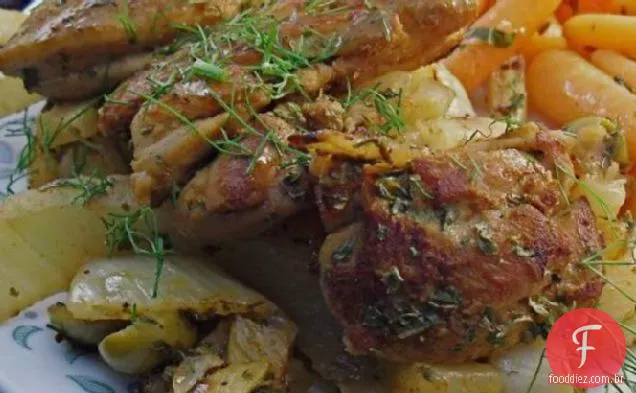 Tagine de frango com Erva-doce e azeitonas