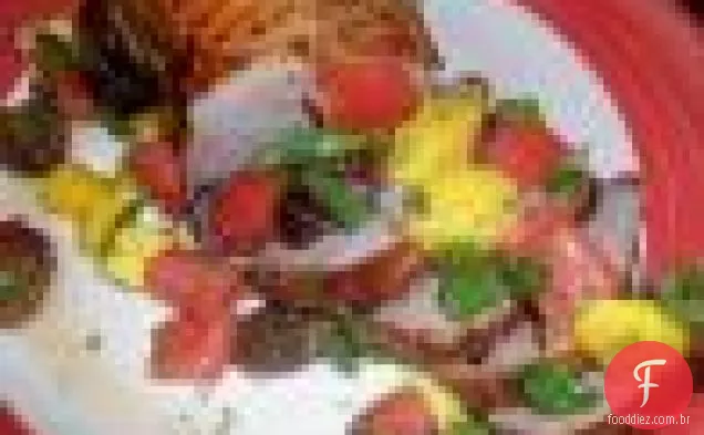 Salada de melancia e queijo de cabra