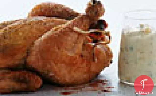 Galinhas da Cornualha com alho assado Aïoli