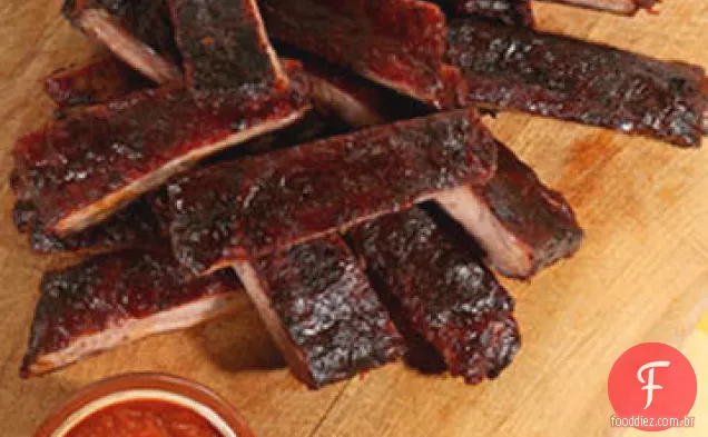 Costelas assadas no forno com molho de churrasco