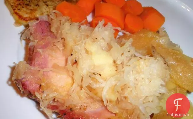 Lombo de porco com cobertura de laranja-salsa