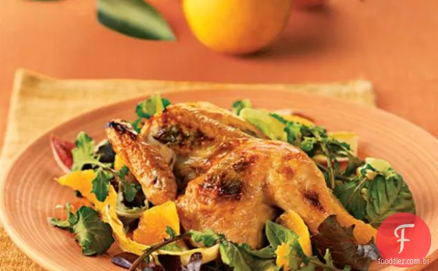 Galinhas Cornish Grelhadas Com Limão, Laranja E Manjericão