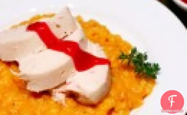Frango assado com risoto de batata-doce e molho de Cranberry