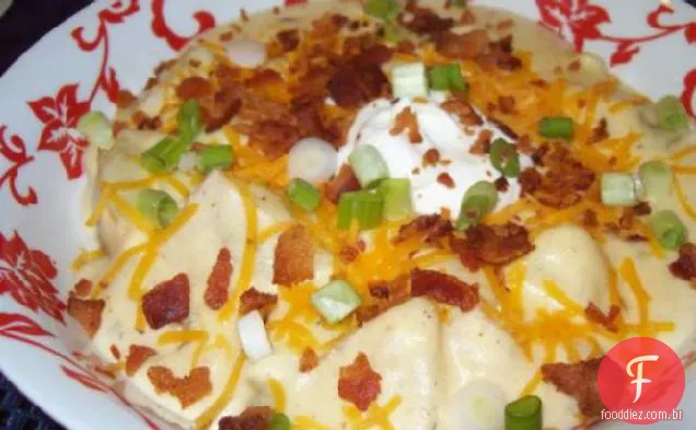 Bacon e sopa de batata assada
