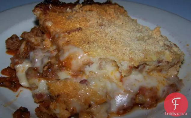Caçarola De Pizza De Pepperoni De Carne Moída