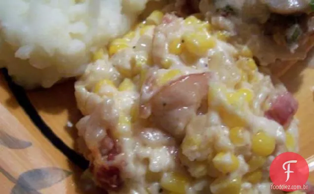 Milho cremoso e bacon assar