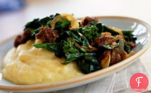 Brócolis chinês com salsicha e Polenta