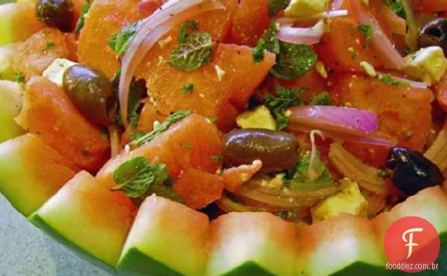 Melancia, Feta e Salada De Azeitona Preta