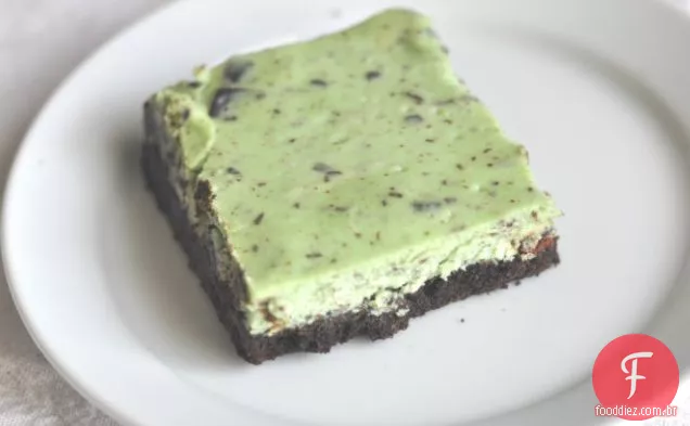 Mint Chocolate Chunk Cheesecake Bars