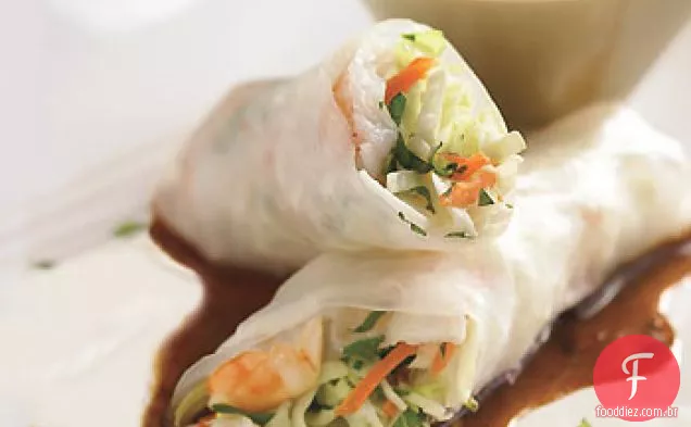 Rolinhos primavera camarão com molho hoisin