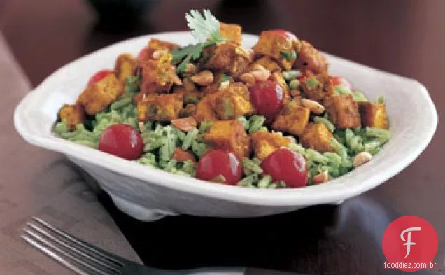 Tofu de coco com arroz de jasmim verde