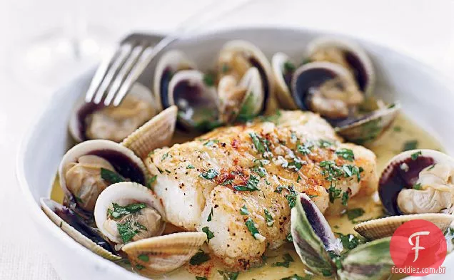 Bacalhau com Berbigão e vinho branco