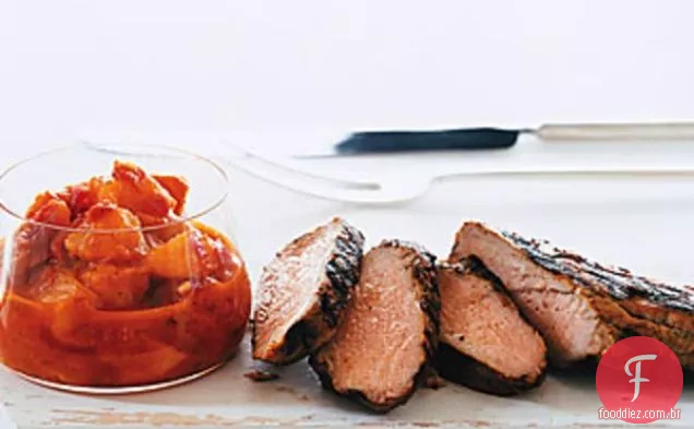 Carne de porco grelhada com sabor de pêssego Curry