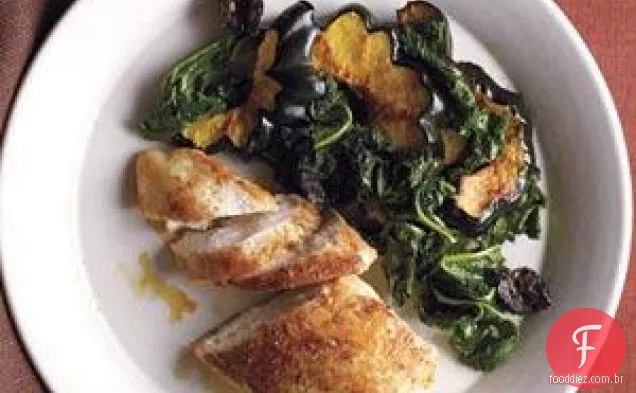 Frango Marroquino Com Couve E Abóbora Assada