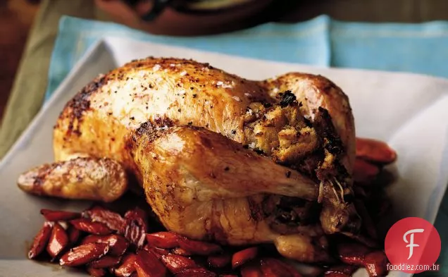 Frango Assado Com Couve e recheio de Pancetta