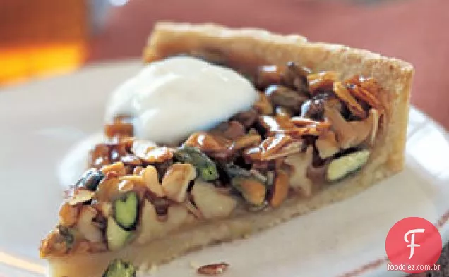 Pistache caramelizado, noz e Torta De Amêndoa