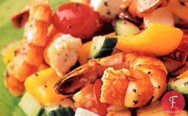 Camarão Grelhado Salada Grega
