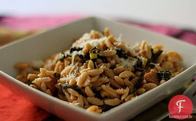 Risoto Orzo Com Couve E Linguiça De Frango