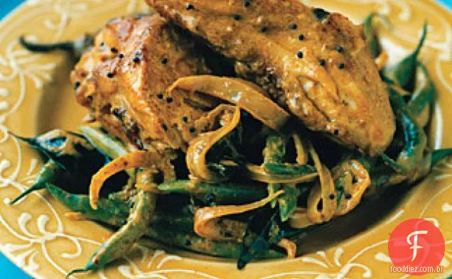 Frango e feijão verde Caril de coco