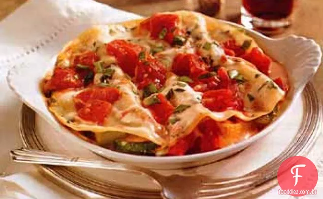 Legumes assados e Lasanha Prosciutto com molho Alfredo